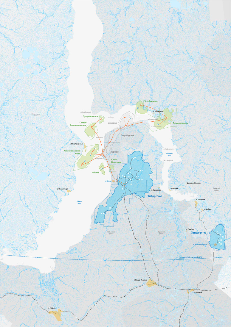 Field map of Gazprom Dobycha Yamburg LLC